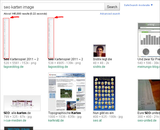 Extreme high-formats in the actual german image-search