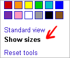 Images option: "Show size"