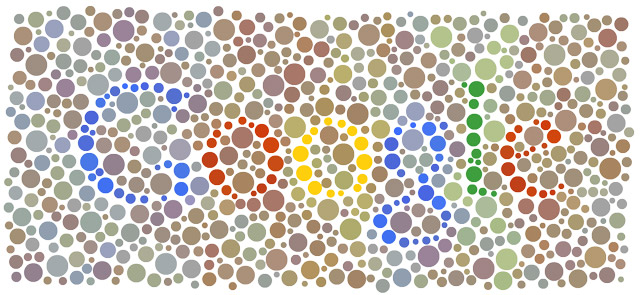 10% of men are partial red-green blind. Can you see the Google logo?