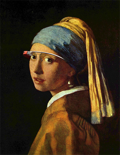 Young woman with Google Glass (after Vermeer)